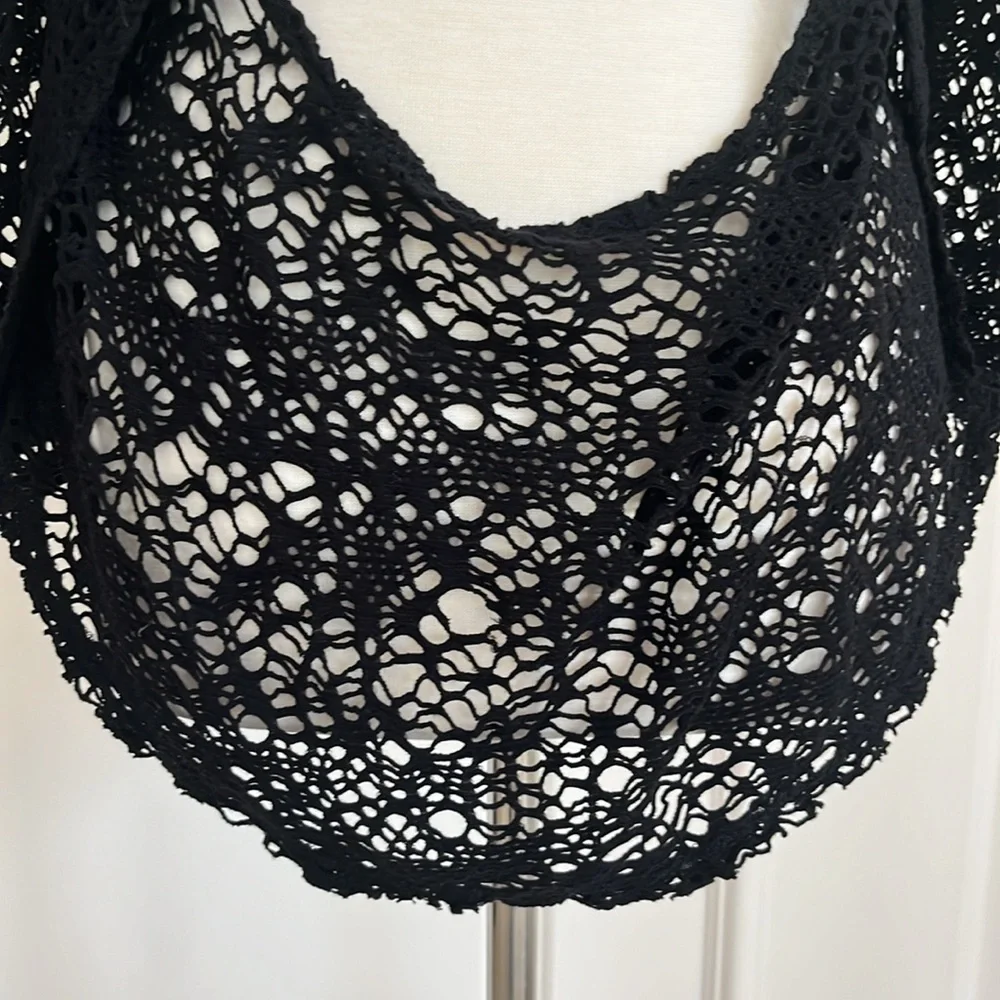 Free People Black Crochet Top Size Small
